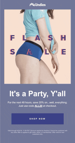 meundies-flash-sale-email-example - MonsterInsights flash sale
