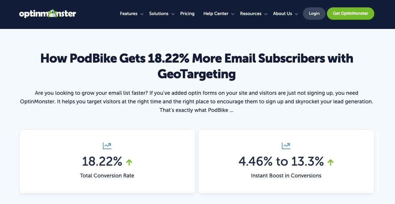OptinMonster case study example - how to repurpose content