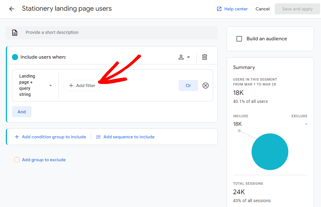 add-filter-ga-segments 1 - MonsterInsights Add a filter - Google analytics seegment builder