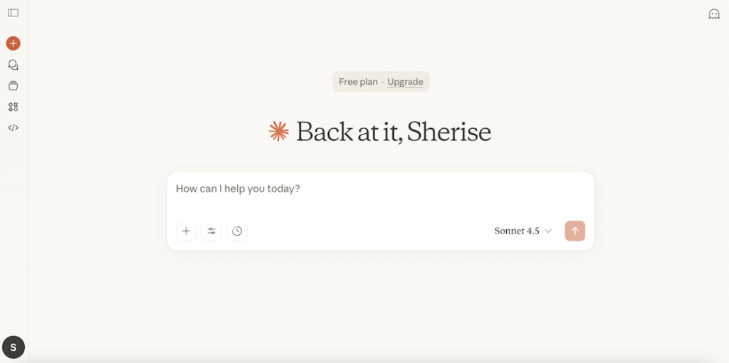Claude's AI chat screen