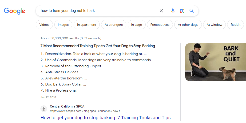 google-answer-box-bullet-points - MonsterInsights Google answer box bullet points example
