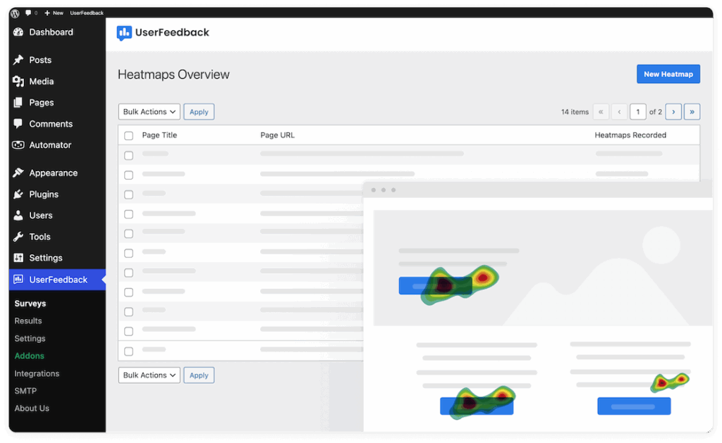 Hero heatmaps UserFeedback