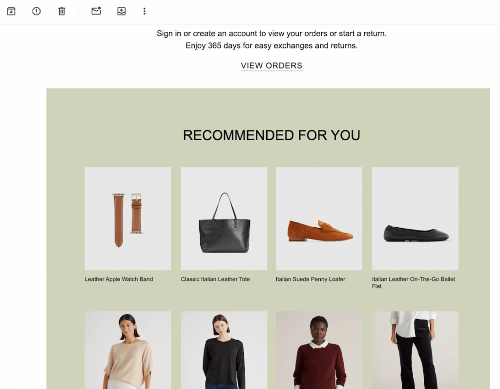 Personalized recommended products email