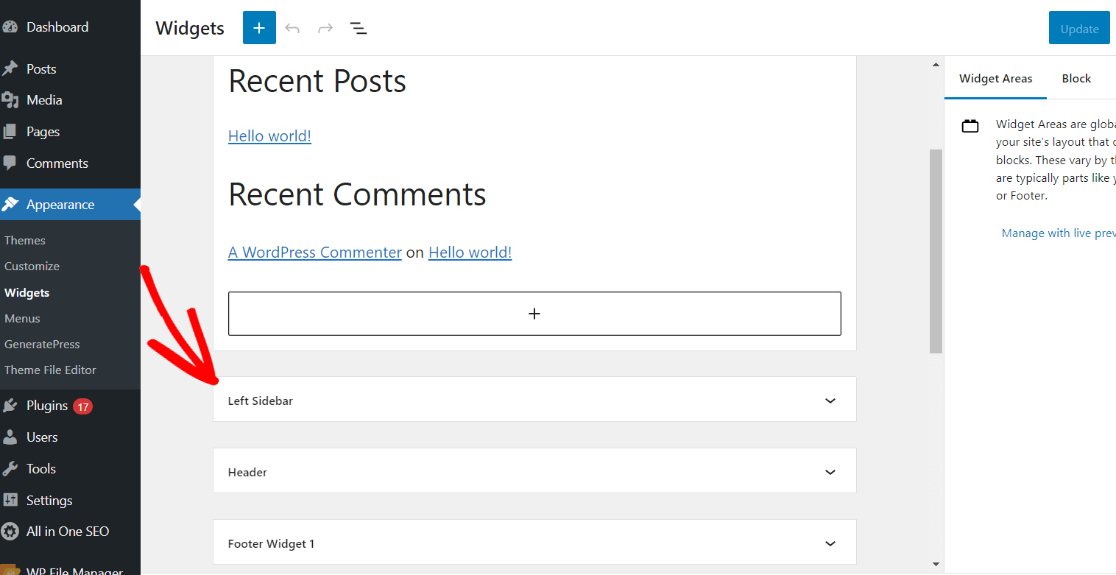 widget-areas - MonsterInsights WordPress widget areas