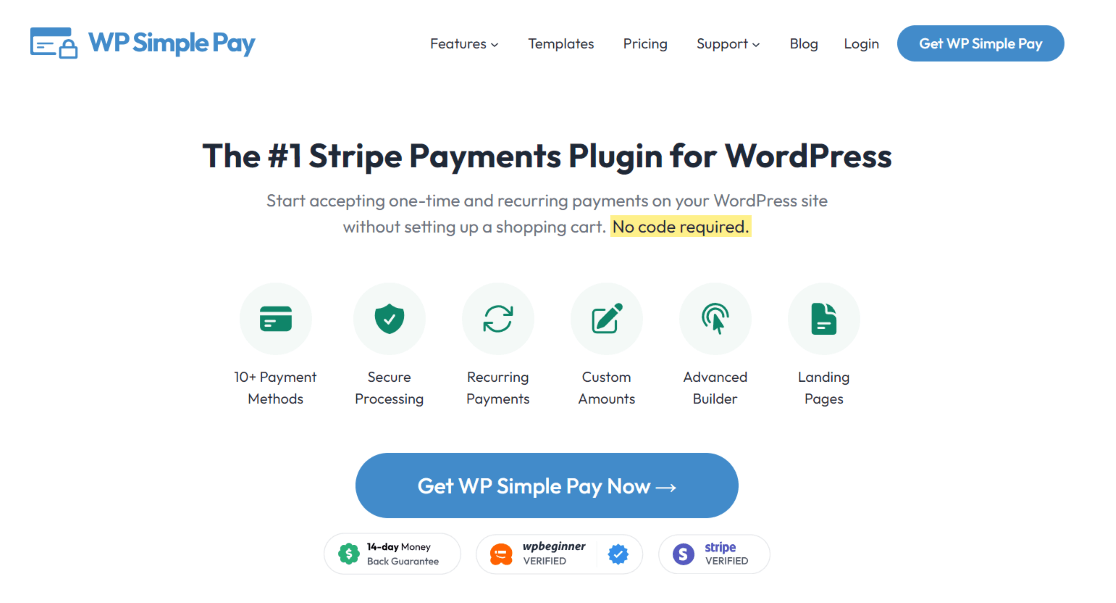 wp-simple-pay 1 - MonsterInsights WP Simple Pay - Best eCommerce Plugins for WordPress